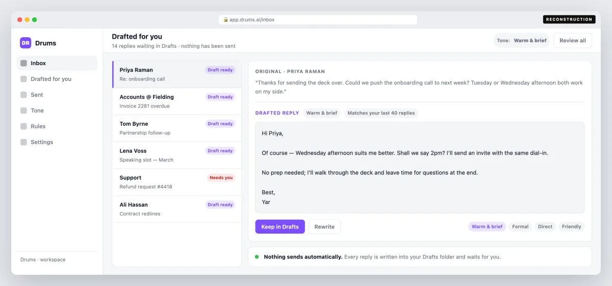 Drums: AI Email