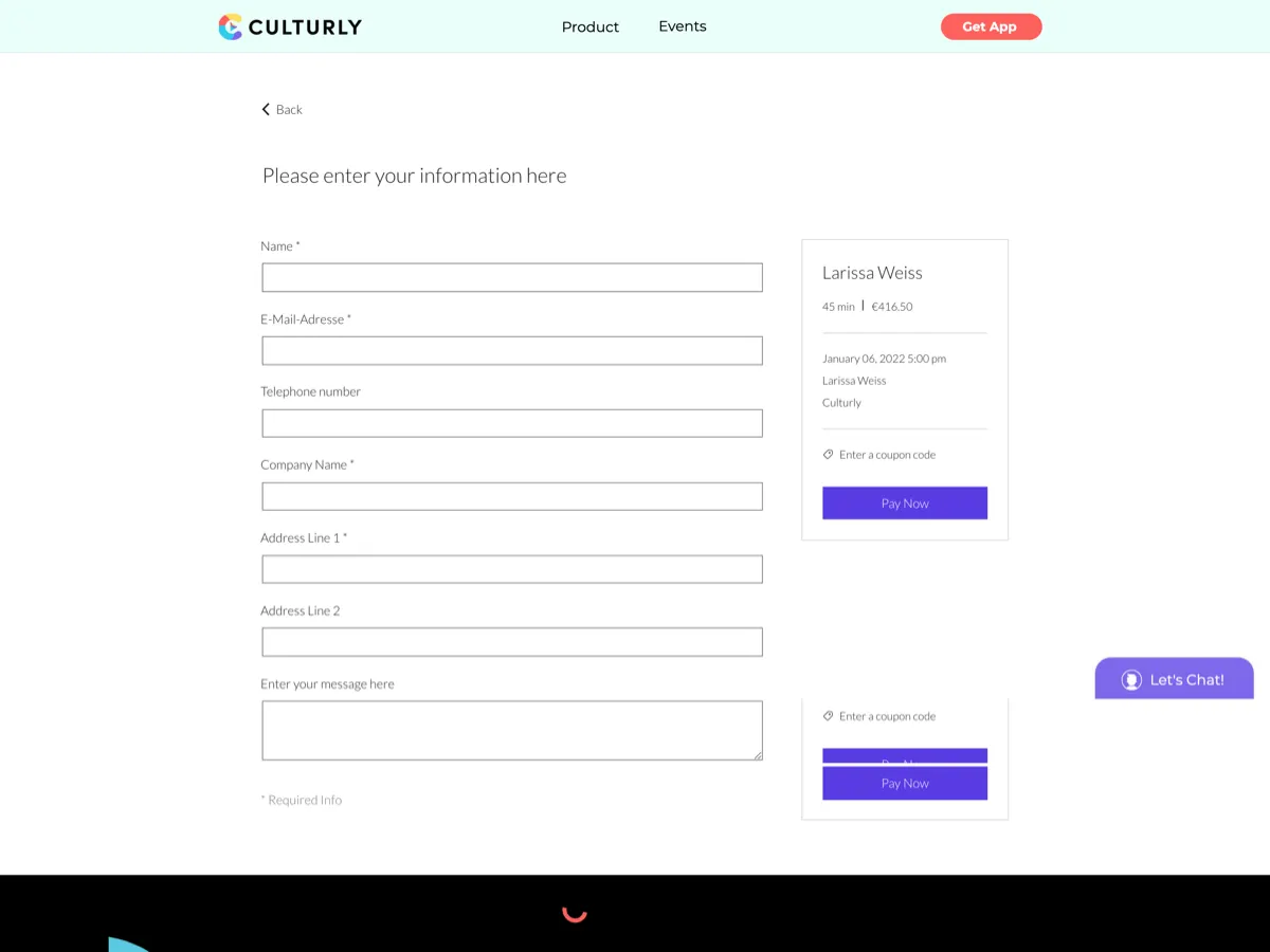 Culturly Marketplace — Form information